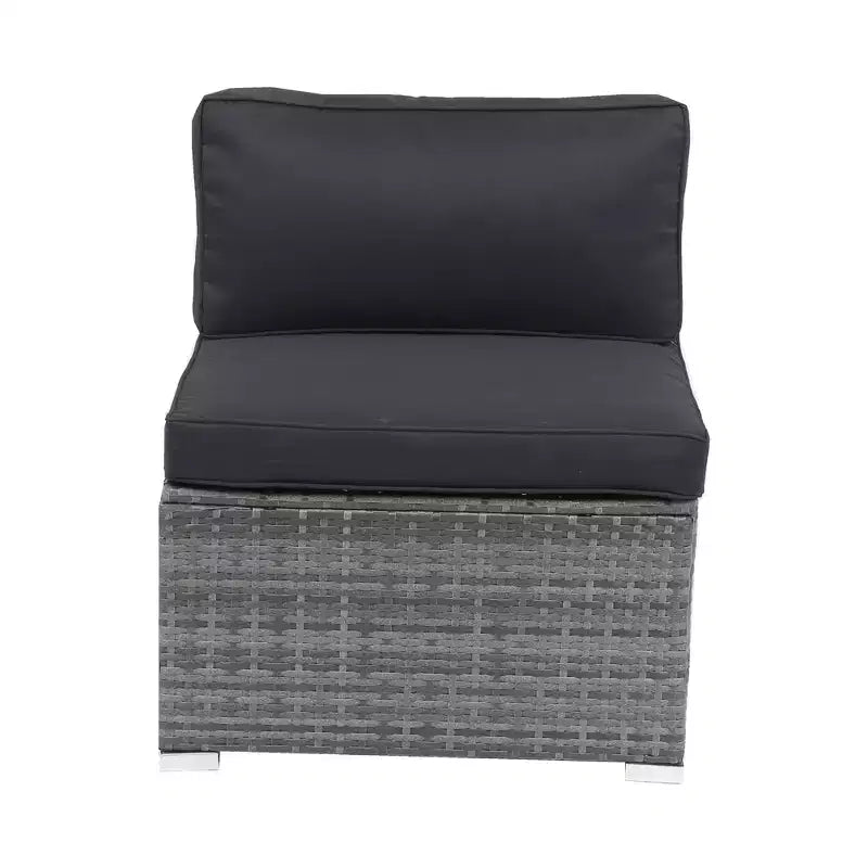 GDFStudio Solio Modernes 7-teiliges Garten-Sofa-Set aus Eisen und PE-Rattan mit ausziehbarem Sonnendach und waschbaren Kissen