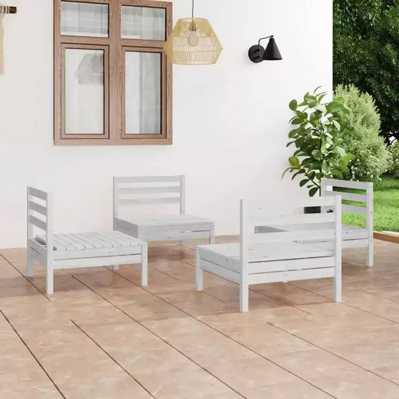 vidaXL Garten Lounge-Set Massives Kiefernholz 4-teilig Sitzplätze 4
