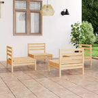 vidaXL Garten Lounge-Set Massives Kiefernholz 4-teilig Sitzplätze 4