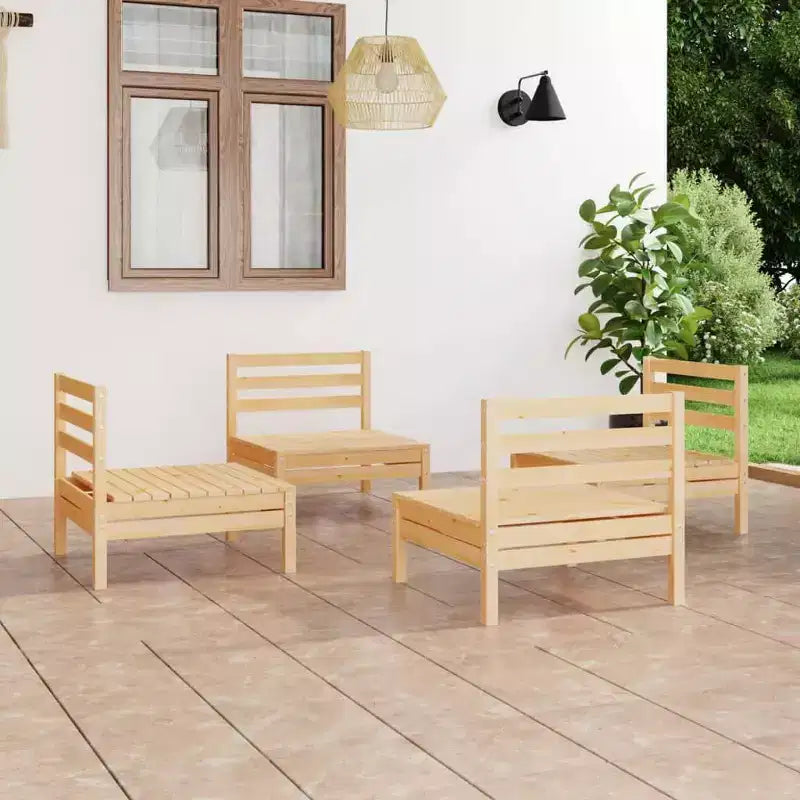vidaXL Garten Lounge-Set Massives Kiefernholz 4-teilig Sitzplätze 4