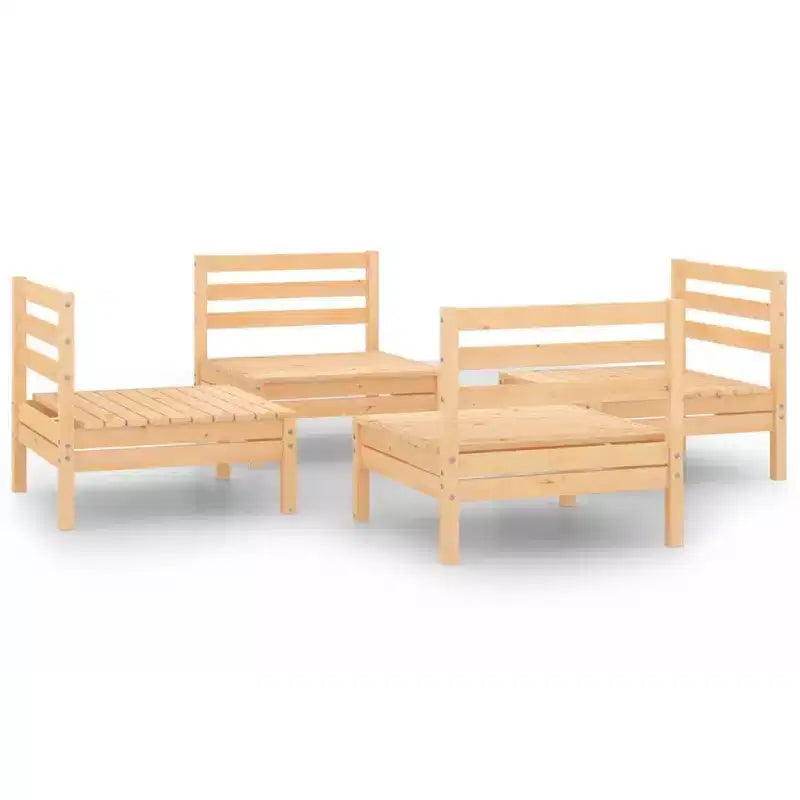 vidaXL Garten Lounge-Set Massives Kiefernholz 4-teilig Sitzplätze 4