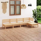vidaXL Garten-Lounge-Set Natur Pinie Massives Kiefernholz Fünfteilig Modulär