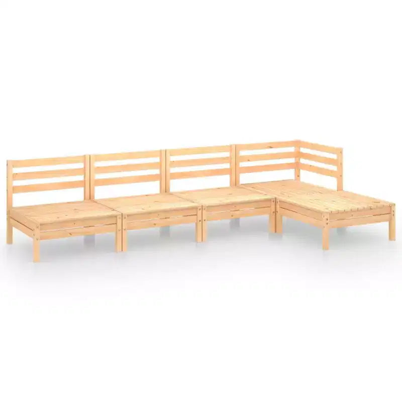 vidaXL Garden Lounge Set Natural Pine Solid Pine Wood Five-Piece Modular