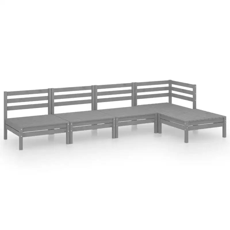 vidaXL Garten-Lounge-Set Natur Pinie Massives Kiefernholz Fünfteilig Modulär