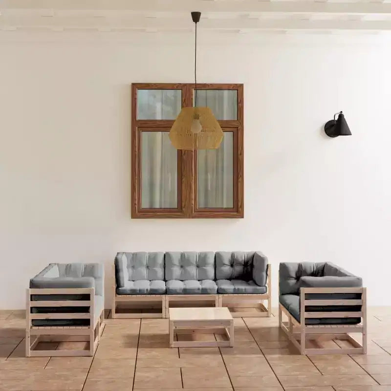 vidaXL Garten-Lounge-Set Naturkiefer Massivholz Kiefer Mittel Modulierbar