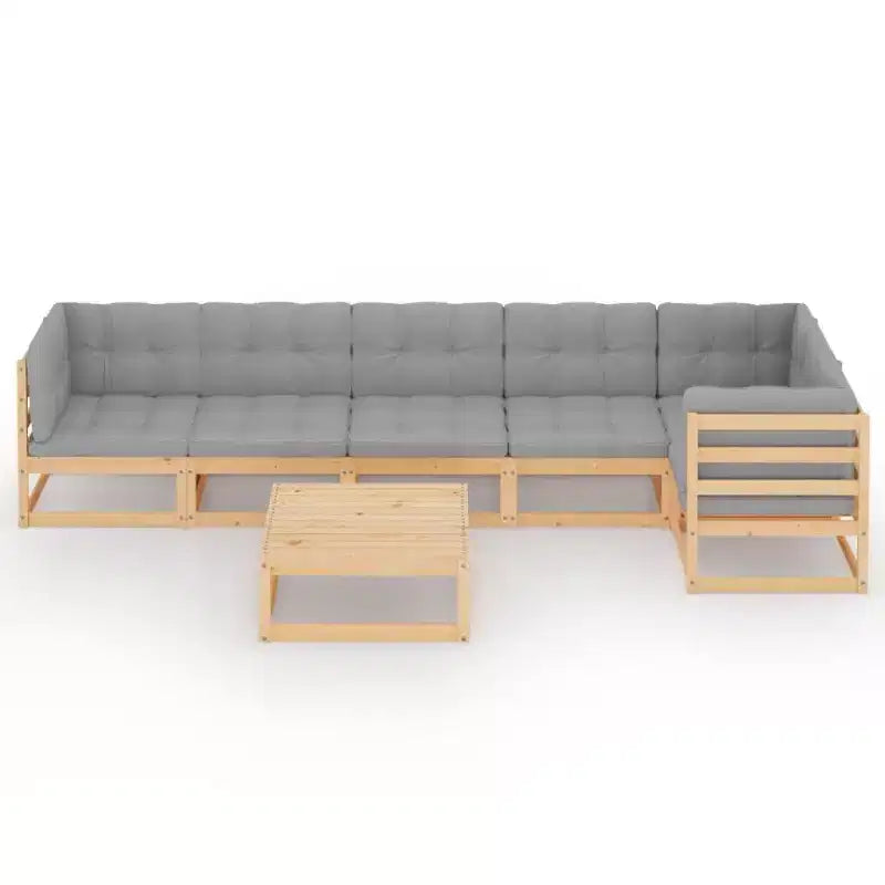 vidaXL Garten Lounge Set Grau, Kiefer Massivholz, Polyester Groß