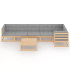 vidaXL Garten Lounge Set Grau, Kiefer Massivholz, Polyester Groß