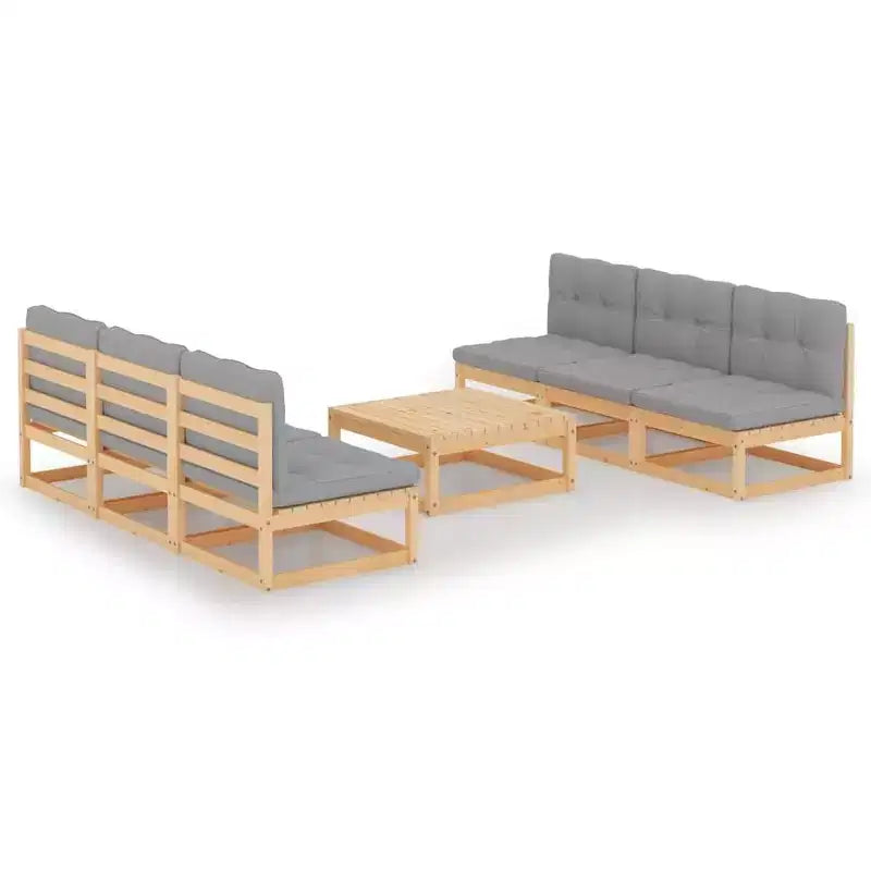vidaXL Garden Lounge Set Grey Solid pinewood 7 Piece Set Modular