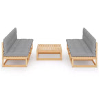 vidaXL Garten Lounge Set Grau Massives Kiefernholz 7-teilig Modular