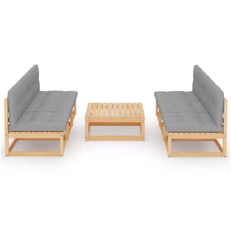vidaXL Garten Lounge Set Grau Massives Kiefernholz 7-teilig Modular