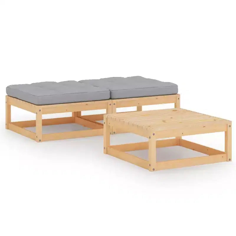 vidaXL Garden Lounge Set Grey, Pinewood