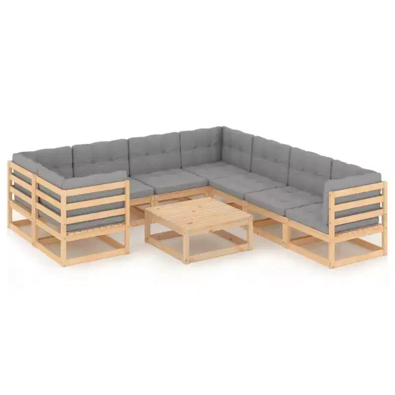 vidaXL Garden Lounge Set Natural Wood, Grey