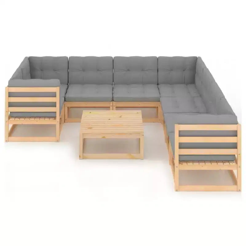 vidaXL Gartenlounge-Set Naturholz, Grau