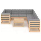 vidaXL Gartenlounge-Set Naturholz, Grau