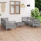 vidaXL Garten-Lounge-Set Grau Massives Kiefernholz Modulares Garten-Lounge-Set