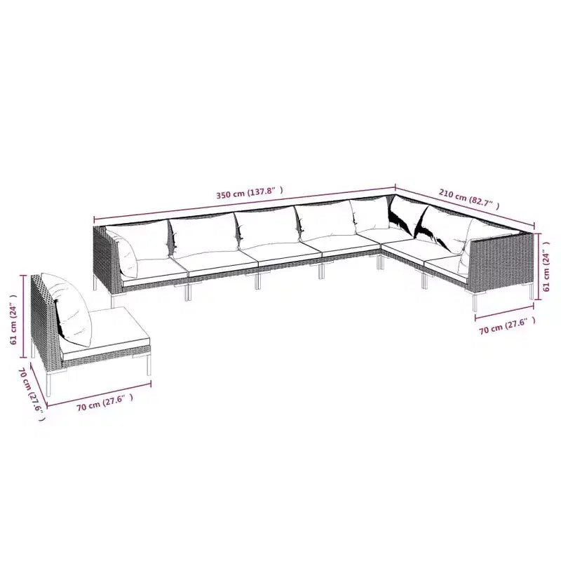 vidaXL Garten-Lounge-Set Dunkelgrau, Schwarz