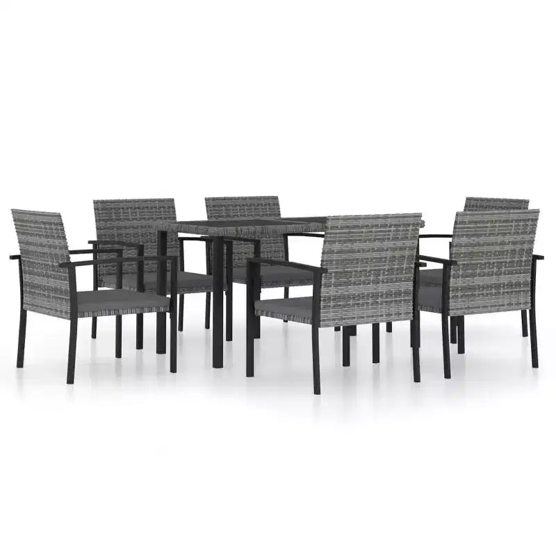 vidaXL Dining Set Poly rattan, powder-coated steel Medium