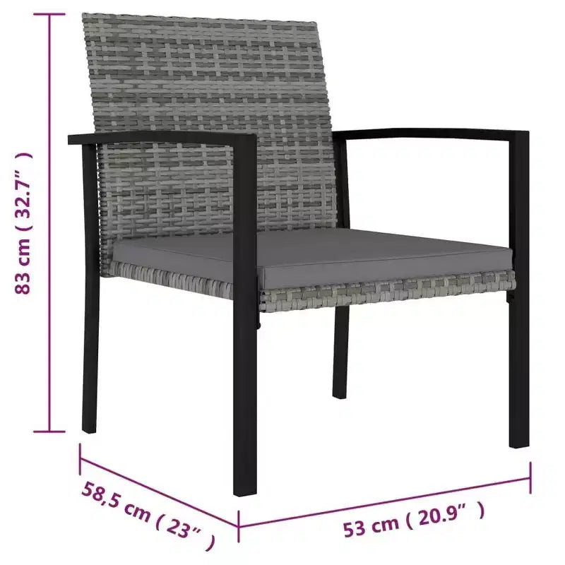 vidaXL Essgruppe Polyrattan, pulverbeschichteter Stahl Mittel