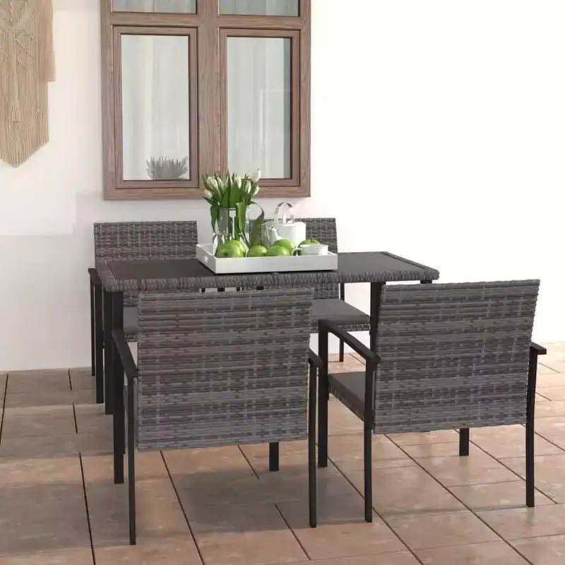 vidaXL Essgruppe Polyrattan, pulverbeschichteter Stahl Mittel
