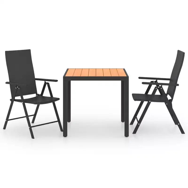 vidaXL Dining Set Black and Brown PE rattan, WPC, Aluminium Compact