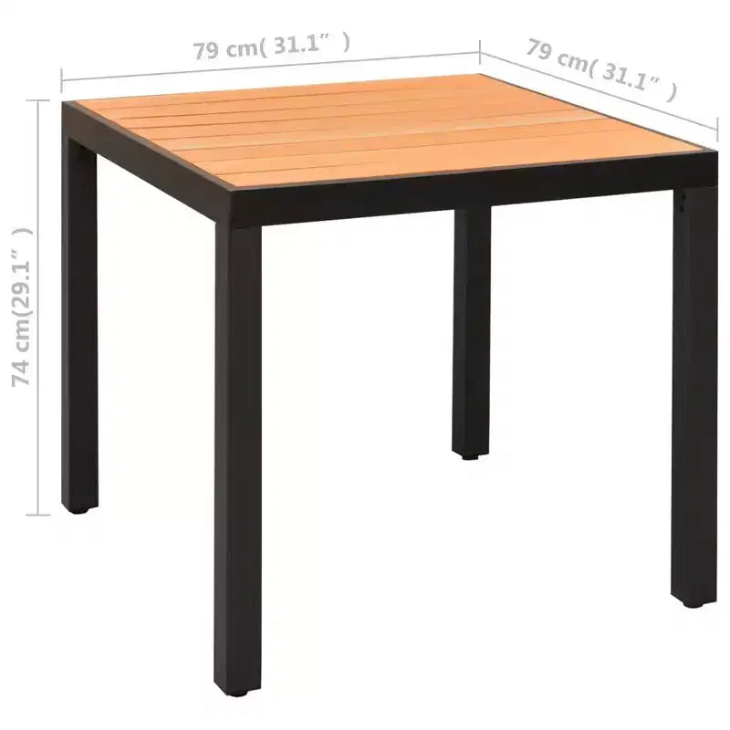 vidaXL Essgruppe Schwarz und Braun Polyrattan, WPC, Aluminium Kompakt