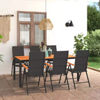 vidaXL Essgruppe Schwarz und Braun Aluminiumgestell, Polyrattan, WPC Groß