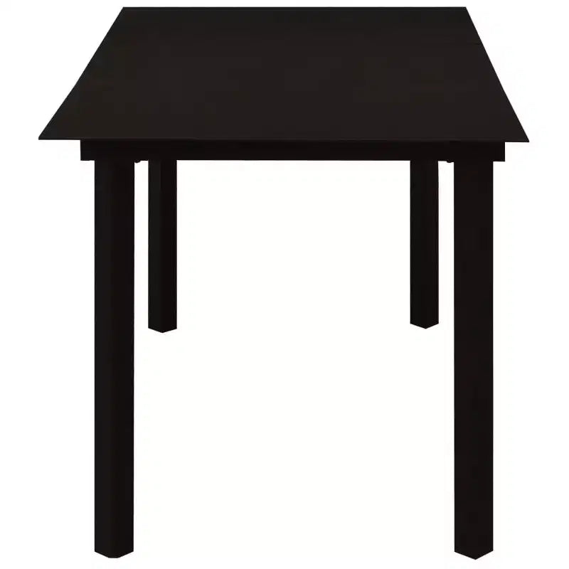 vidaXL Essgruppe Schwarz Glas, pulverbeschichteter Stahl, PVC Rattan, 7-teilig