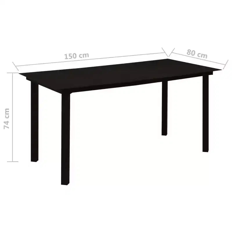 vidaXL Essgruppe Schwarz Glas, pulverbeschichteter Stahl, PVC Rattan, 7-teilig