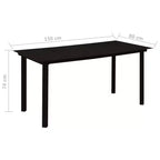 vidaXL Essgruppe Schwarz Glas, pulverbeschichteter Stahl, PVC Rattan, 7-teilig