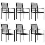 vidaXL Essgruppe Schwarz Glas, pulverbeschichteter Stahl, PVC Rattan, 7-teilig
