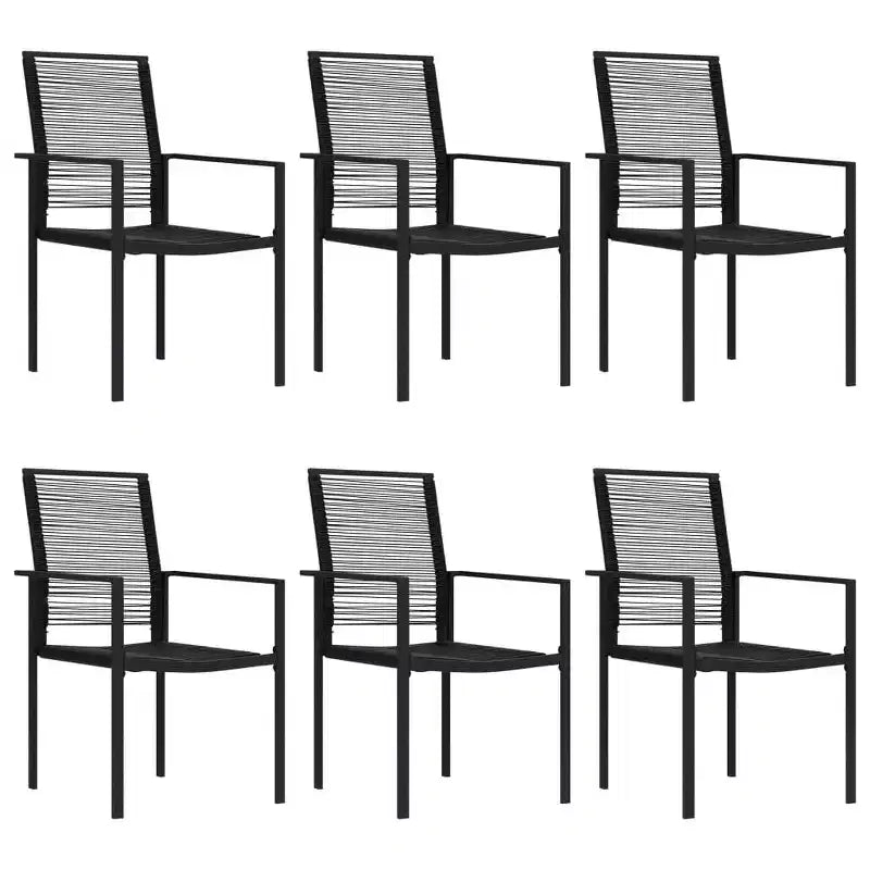 vidaXL Essgruppe Schwarz Glas, pulverbeschichteter Stahl, PVC Rattan, 7-teilig