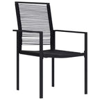 vidaXL Essgruppe Schwarz Glas, pulverbeschichteter Stahl, PVC Rattan, 7-teilig