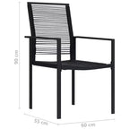 vidaXL Essgruppe Schwarz Glas, pulverbeschichteter Stahl, PVC Rattan, 7-teilig