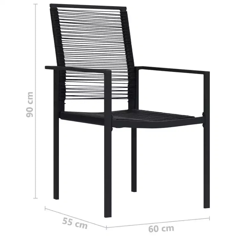 vidaXL Essgruppe Schwarz Glas, pulverbeschichteter Stahl, PVC Rattan, 7-teilig