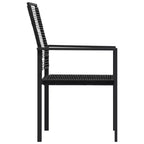 vidaXL Essgruppe Schwarz Glas, pulverbeschichteter Stahl, PVC Rattan, 7-teilig