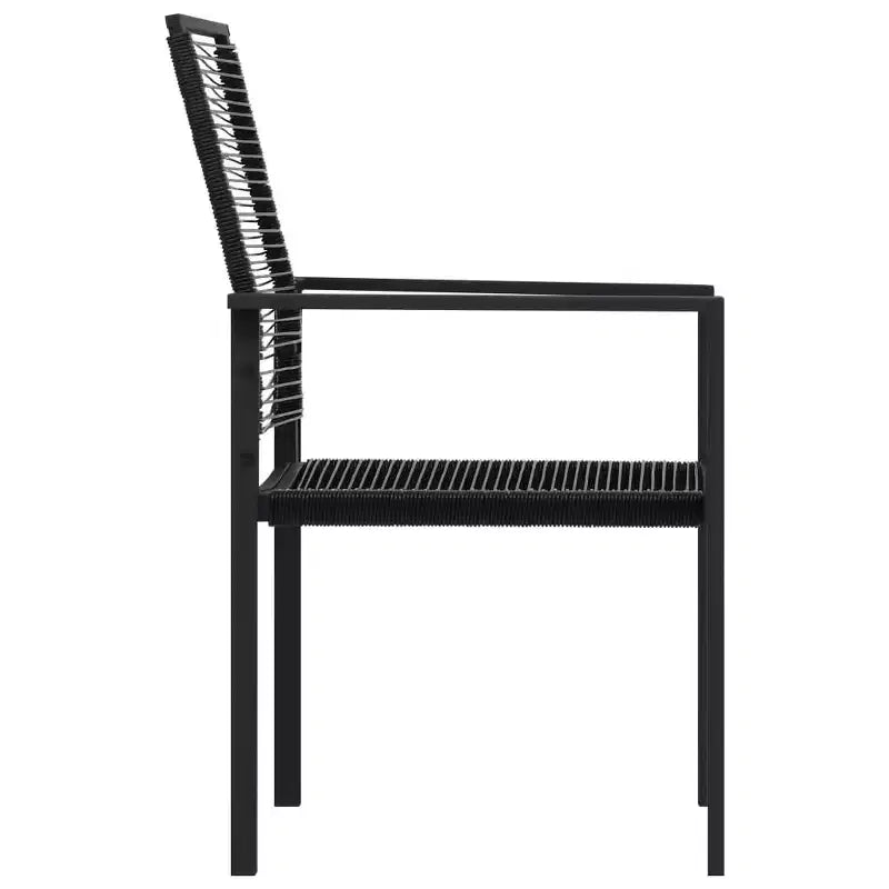 vidaXL Essgruppe Schwarz Glas, pulverbeschichteter Stahl, PVC Rattan, 7-teilig