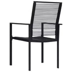 vidaXL Essgruppe Schwarz Glas, pulverbeschichteter Stahl, PVC Rattan, 7-teilig