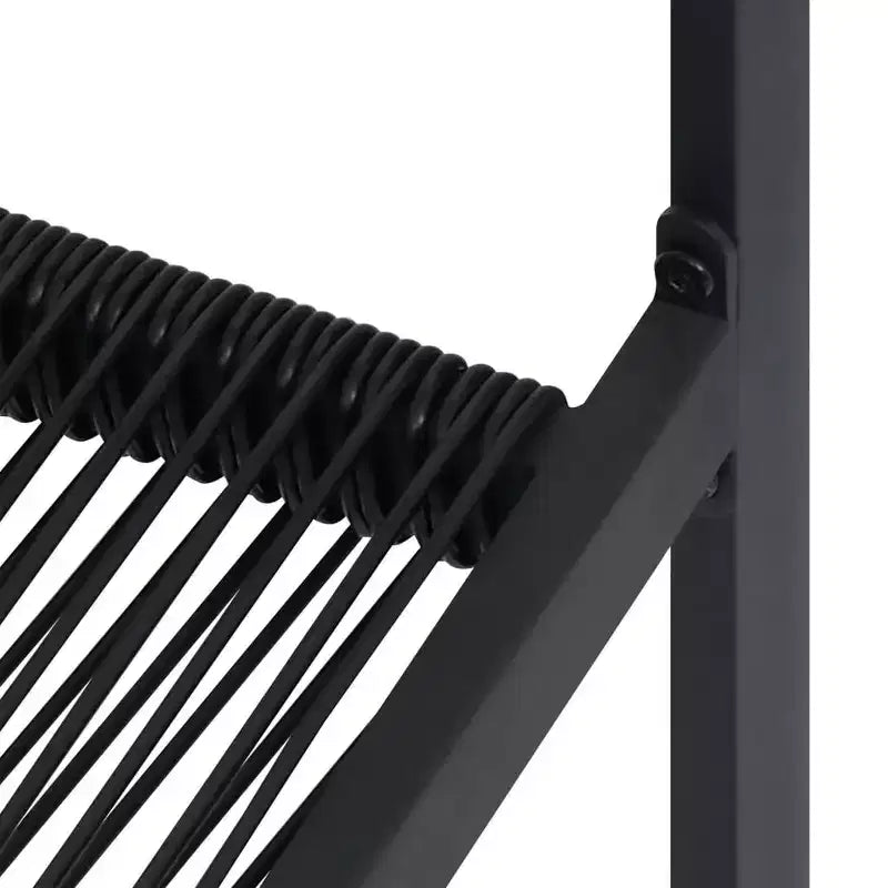 vidaXL Essgruppe Schwarz Glas, pulverbeschichteter Stahl, PVC Rattan, 7-teilig