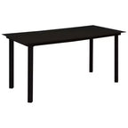 vidaXL Essgruppe Schwarz Glas, pulverbeschichteter Stahl, PVC Rattan, 7-teilig
