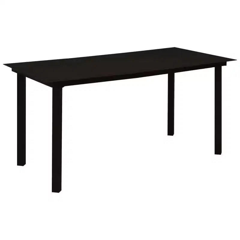 vidaXL Essgruppe Schwarz Glas, pulverbeschichteter Stahl, PVC Rattan, 7-teilig