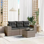 vidaXL Garten-Sofa-Set Grau Polyrattan Großes Modulares Garten-Loungeset