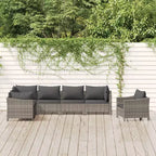vidaXL Garten-Lounge-Set Grau Polyrattan, pulverbeschichteter Stahl, Stoff