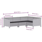 vidaXL Garten-Lounge-Set Grau Polyrattan, pulverbeschichteter Stahl, Stoff