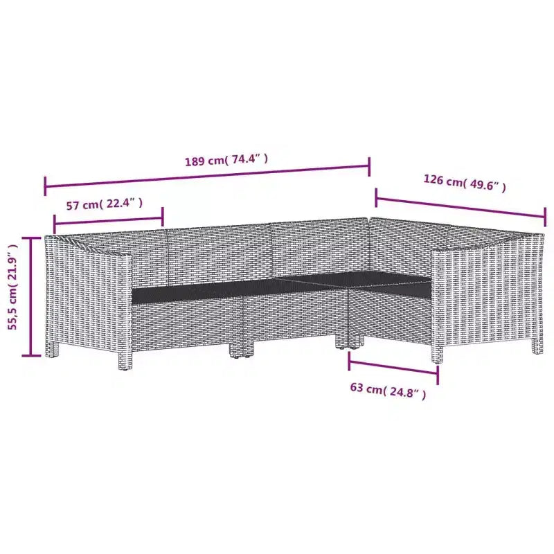 vidaXL Garten-Lounge-Set Grau Polyrattan, pulverbeschichteter Stahl, Stoff