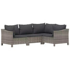 vidaXL Garten-Lounge-Set Grau Polyrattan, pulverbeschichteter Stahl, Stoff