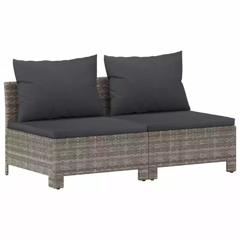 vidaXL Garten-Lounge-Set Grau Polyrattan, pulverbeschichteter Stahl, Stoff