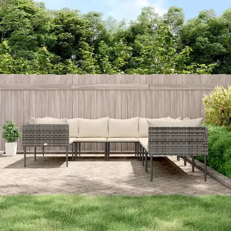 vidaXL Garten-Lounge-Set Grau Polyrattan Groß Modular