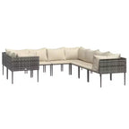 vidaXL Garten-Lounge-Set Grau Polyrattan Groß Modular