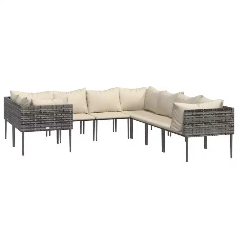 vidaXL Garten-Lounge-Set Grau Polyrattan Groß Modular