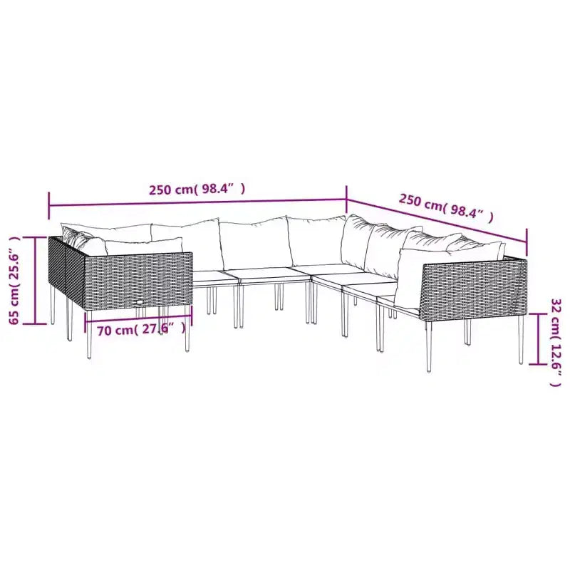vidaXL Garten-Lounge-Set Grau Polyrattan Groß Modular
